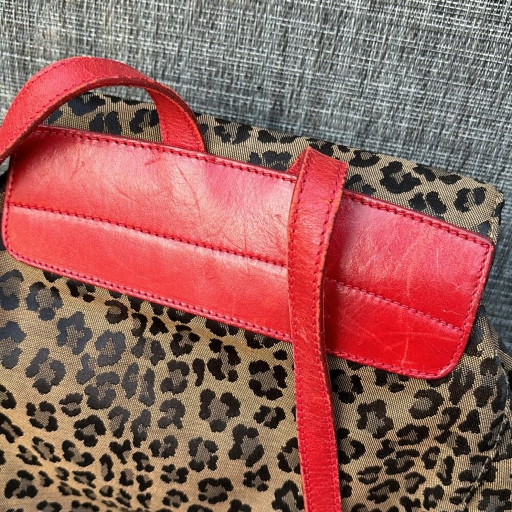 Fendi Leopard Print Backpack with Red Trim - Picture 7 of 16